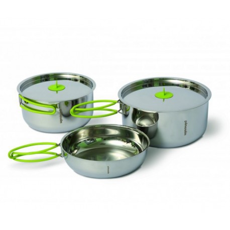 Set vase camping inoxidabile Pinguin Duo Steel L