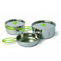 Set vase camping inoxidabile Pinguin Duo Steel L