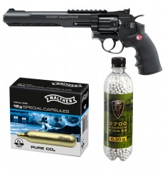 Set revolver airsoft 4 jouli + 10 capsule CO2 + flacon 2700 buc bile 0.30 g Umarex Ruger Superhawk.8