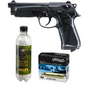 Set pistol airsoft 1.8 jouli + 10 capsule CO2 + flacon 2700 buc bile 0.25 g, Umarex Beretta 90Two, 6 mm