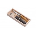 Set Opinel nr 10 otel inoxidabil, maner maslin, cutie lemn, teaca