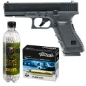 Set pistol airsoft Umarex Glock 17 + 10 capsule CO2 + flacon 2700 buc bile 0.20 g