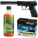 Set pistol airsoft 2 jouli + 10 capsule CO2 + flacon 2700 buc bile 0.12 g, Umarex Combat Zone COP SK cu amortizor