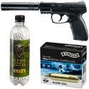 Set pistol airsoft 2 jouli + 10 capsule CO2 + flacon 2700 buc bile 0.25 g, Umarex Combat Zone COP SK cu amortizor