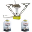 Set arzator camping drumetie Pinguin Hiker 3000 W si doua butelii gaz 450 g