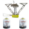 Set arzator camping drumetie Pinguin Hiker 3000 W si doua butelii gaz 450 g
