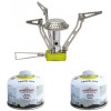 Set arzator camping drumetie Pinguin Trek 3000 W si doua butelii gaz 230 g