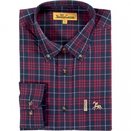 Camasa maneca lunga barbati, 100% bumbac, Verney Carron Vivien carouri blue rouge