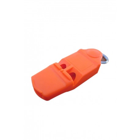 Fluier de semnalizare acustica, fluorescent, cu snur si inel