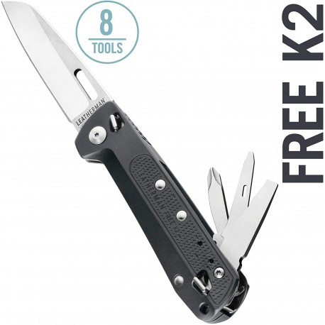 Briceag Leatherman Free K2, lama blocabila, 8 unelte si clip buzunar, lama 8.4 cm