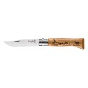 Opinel 8 inox cu maner de stejar gravat cu capre negre