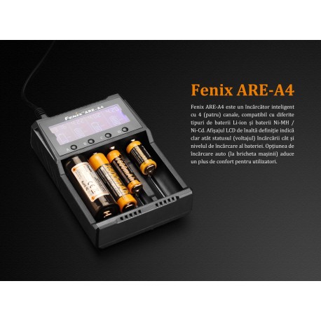 Incarcator baterii cu 4 canale Fenix ARE-A4 inteligent