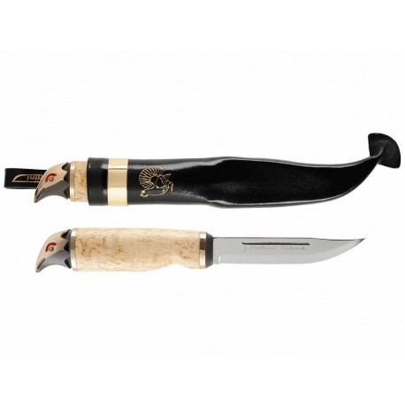 Cutit Marttiini Wood Grouse Gift Box cu teaca piele, lama 110 mm