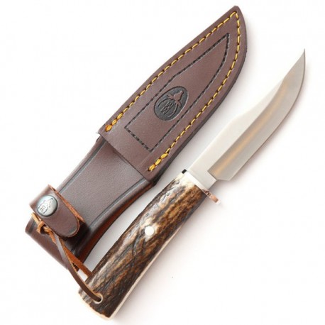 Cutit Muela Braco 11A, maner corn de cerb, teaca piele, lama inox 11 cm