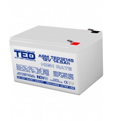 Acumulator stationar 12 V, 12.5 Ah, F2 AGM VRLA TED electric TED12125 pentru navomodele, barcute de plantat, sonare, etc