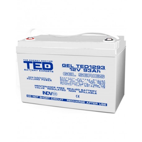 Acumulator Gel Deep Cycle 12V, 46 Ah TED AGM VRLA, conectori M6