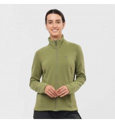 Bluza drumetie femei Salomon RADIANT FULL ZIP MIDLAYER Kaki