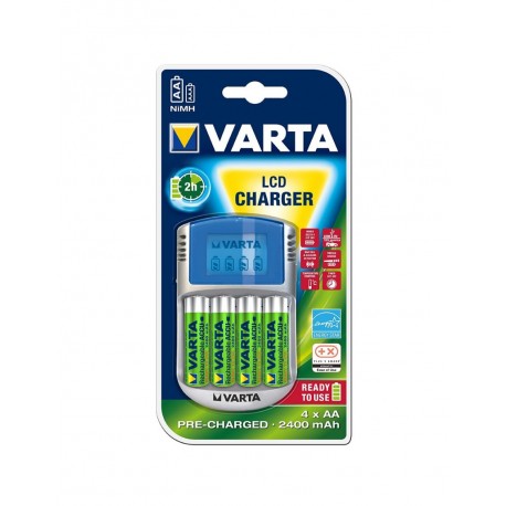 Incarcator Varta LCD cu 4 acumulatori AA 2600 mAh preincarcati Ni-MH 1,2V