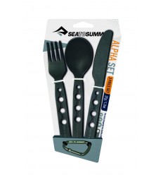 Tacamuri camping din aluminiu anodizat Sea To Summit Alphaset Cutlery Set (cutit, furculita, lingura)