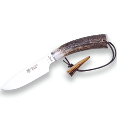 Cutit Joker Flecha cu teaca piele, lama 12.5 cm otel inox, maner corn cerb, teaca piele