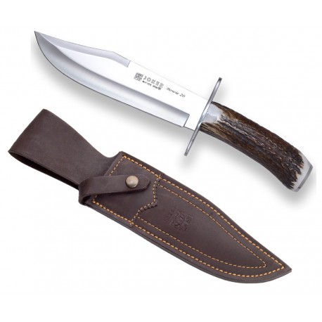 Cutit Joker cu teaca piele Joker Bowie 20, lama otel inox, maner corn cerb, teaca piele