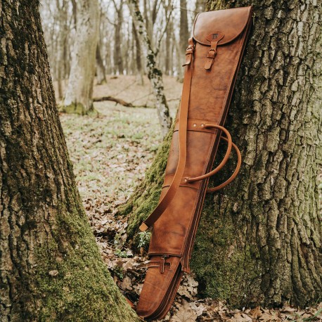 Husa piele arma de vanatoare, cu prelungire, 110 - 140 cm