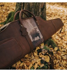 Husa piele pentru carabina cu insertie textil imprimat, cerb, Tapel