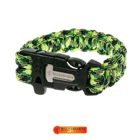 Bratara de supravietuire paracord 3 m cu amnar si fluier Bushmen neagra