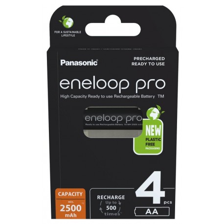 Acumulatori Panasonic Eneloop Pro AA R6 2500mAh 1,2V Ni-MH BK-3HCDE/4BE set 4 buc