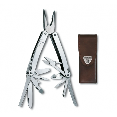 Multitool Victorinos SwissTool Spirit X cu teaca piele