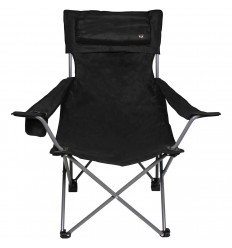 Scaun pliabil camping Fox Outdoor Deluxe, cordura, negru, perna inclusa, max 150 kg, cu husa