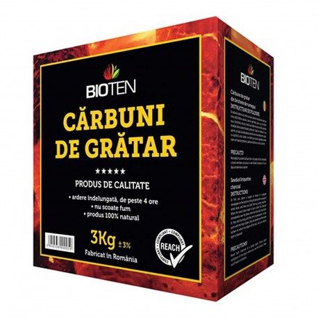 Carbune de gratar 3 kg brichete din rumegus Bioten