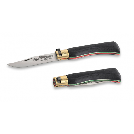Briceag Old Bear Classic black wood, Italian flag, lama 80 mm