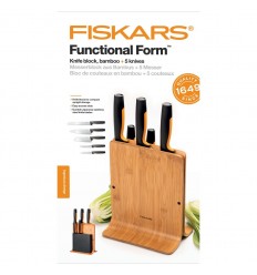 Set suport din bambus + 5 cutite Fiskars Functional Form
