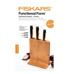 Suport din bambus pentru 3 cutite Fiskars Functional Form