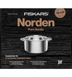 Oala din otel inoxidabil, fara acoperire antiaderenta, Fiskars Norden (5l)