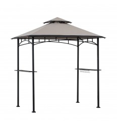 Pavilion gazebo din otel pentru gratar cu copertina Sunjoy Linas 244cm x 152cm negru/gri deschis A103002202