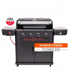 Gratar pe gaz si carbuni hibrid Char-Broil Gas2Coal 2.0 440 Special Edition, plita si sear burner 140995
