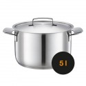 Oala cu capac, din otel inoxidabil, fara acoperire antiaderenta, Fiskars All Steel, 5 l