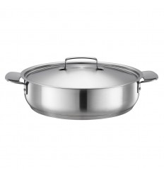 Cratita cu capac, din otel inoxidabil, antiaderenta, Fiskars All Steel, Ø 28 cm