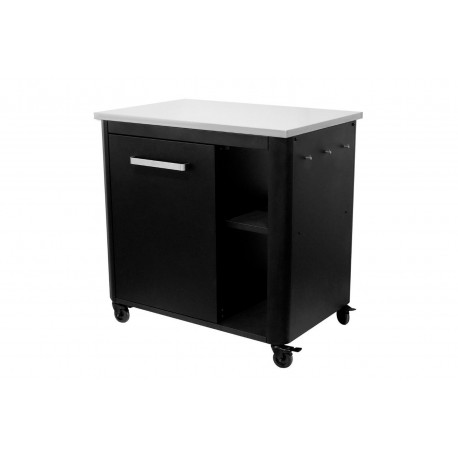 Modul bucatarie de exterior cu o usa si un raft lateral, cu blat de lucru din inox Cozze negru 90x60x90 cm 90527