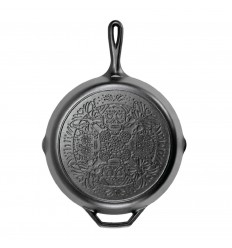 Tigaie adanca rotunda din fonta cu maner si logo Sugar Skull Lodge 30,5 cm L-10SKULL