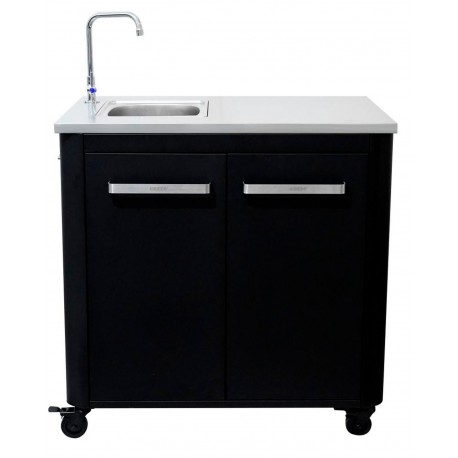 Modul bucatarie de exterior cu doua usi, cu chiuveta, robinet si blat de lucru din inox Cozze negru 90x60x90 cm RES02-90529