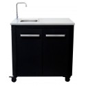 Modul bucatarie de exterior cu doua usi, cu chiuveta, robinet si blat de lucru din inox Cozze negru 90x60x90 cm RES02-90529
