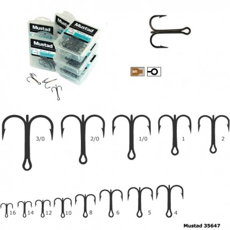 Ancora tripla nr 2 tija scurta bronz rotunda Mustad