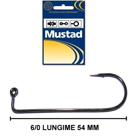 Carlig Mustad Heavy Wire negru nickel pentru jig 6/0 100 buc/set