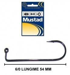 Carlig Mustad Heavy Wire negru nickel pentru jig 5/0 100 buc/set