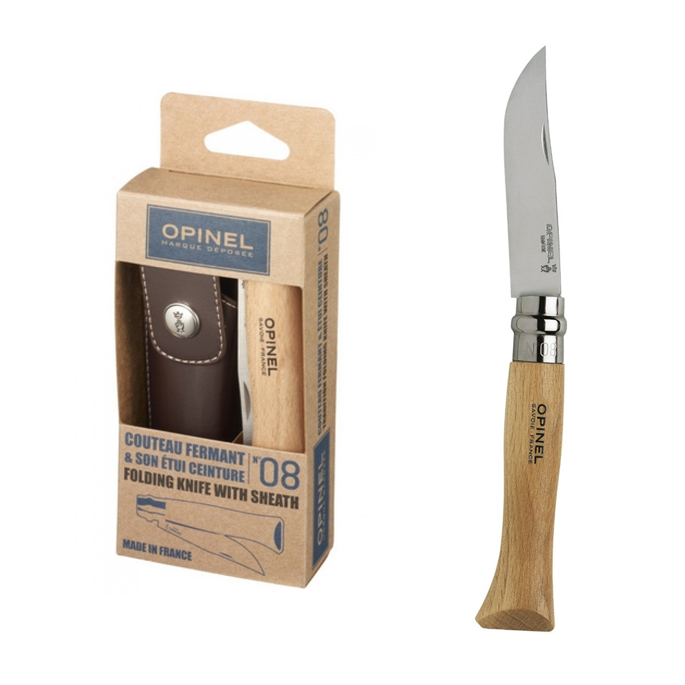 Opinel nr 8 inox cu teaca piele